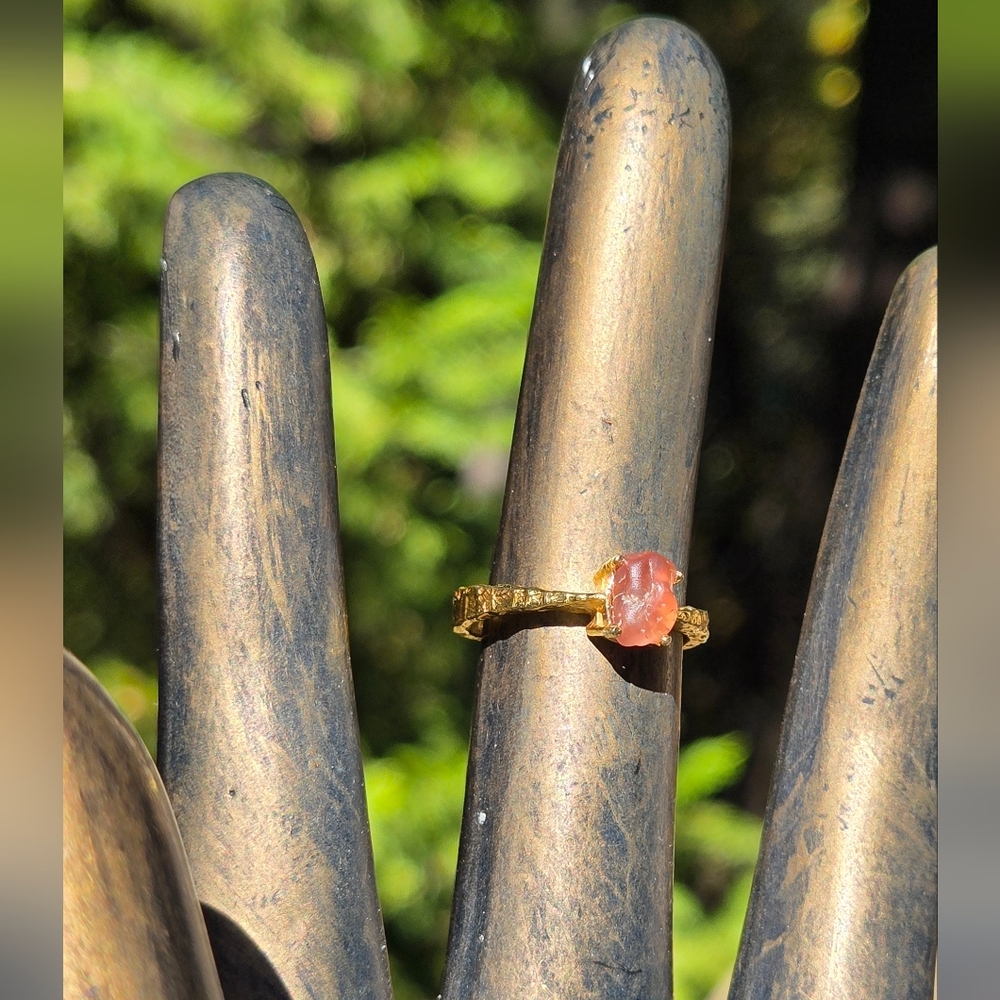 Spinel 2k Natural Raw Gemstone Sterling & Gold Ring Sz6.75 - Picture 6 of 10